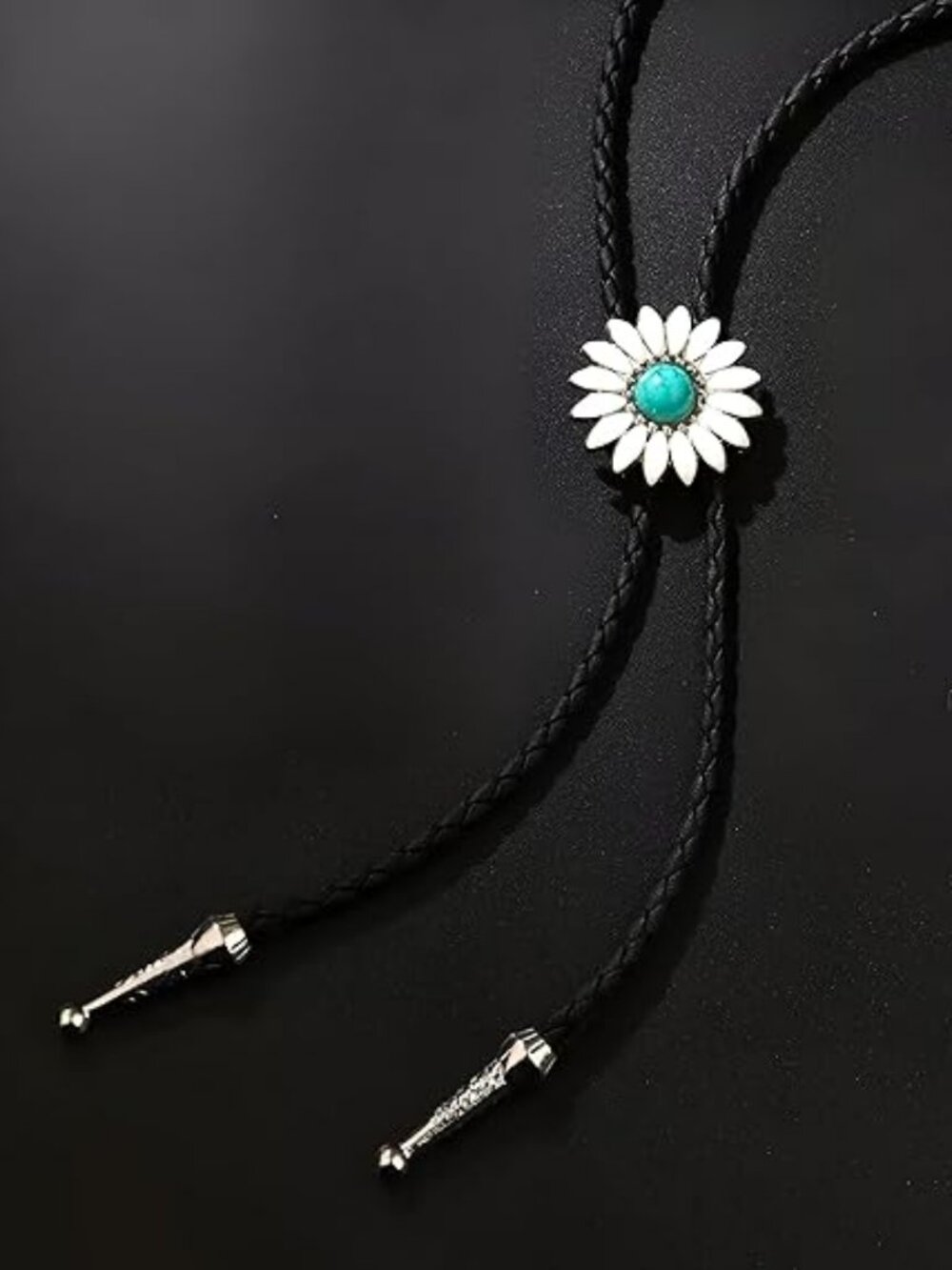 Women's Daisy Bolo Tie Western Necklace Turquoise Boho Chic Jewelry